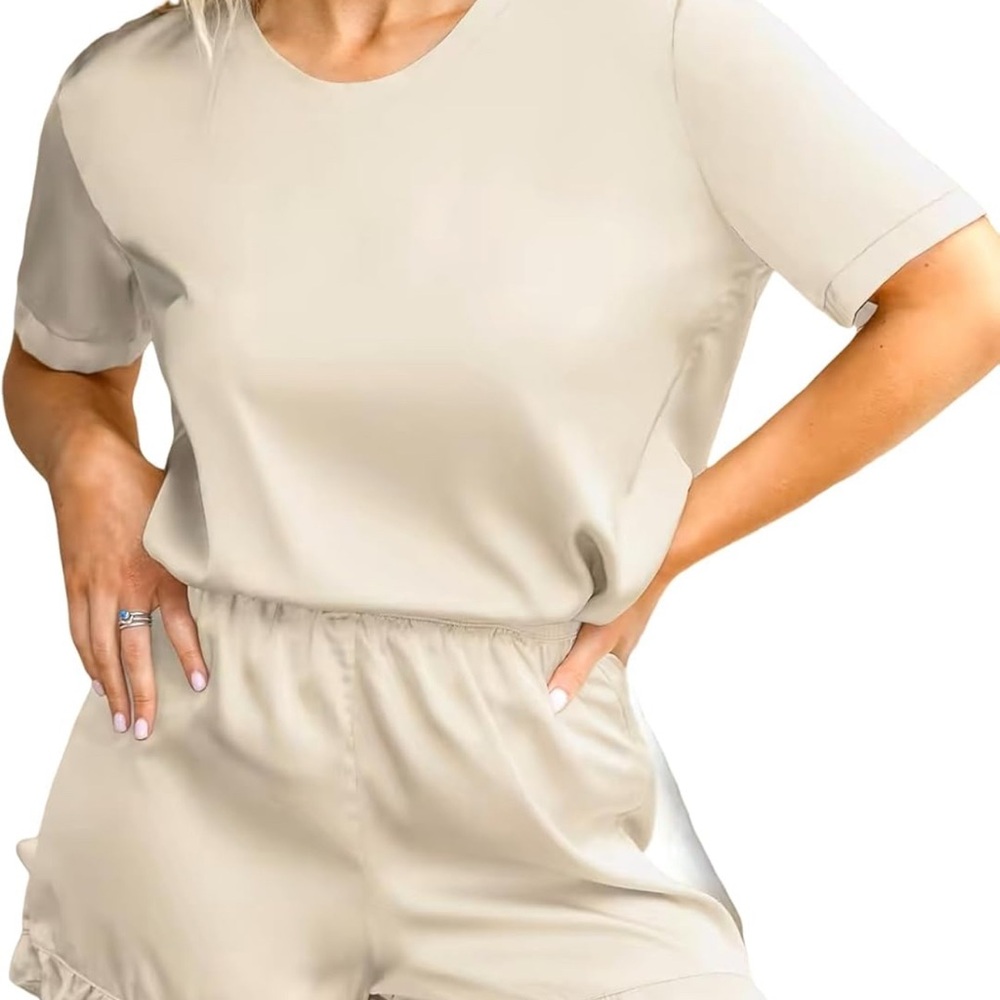 Cupshe Women's Champagne Satin Pajama Set